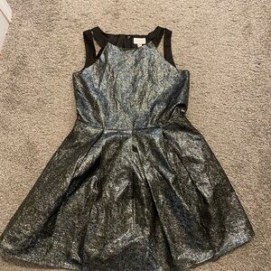 Place Black Iridescent Fit-and-Flare Party Dress
